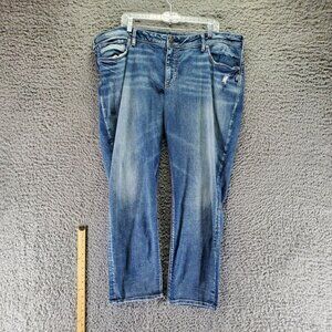 Silver Jeans Womens Plus 22 Blue Sam Boyfriend Stretch Denim